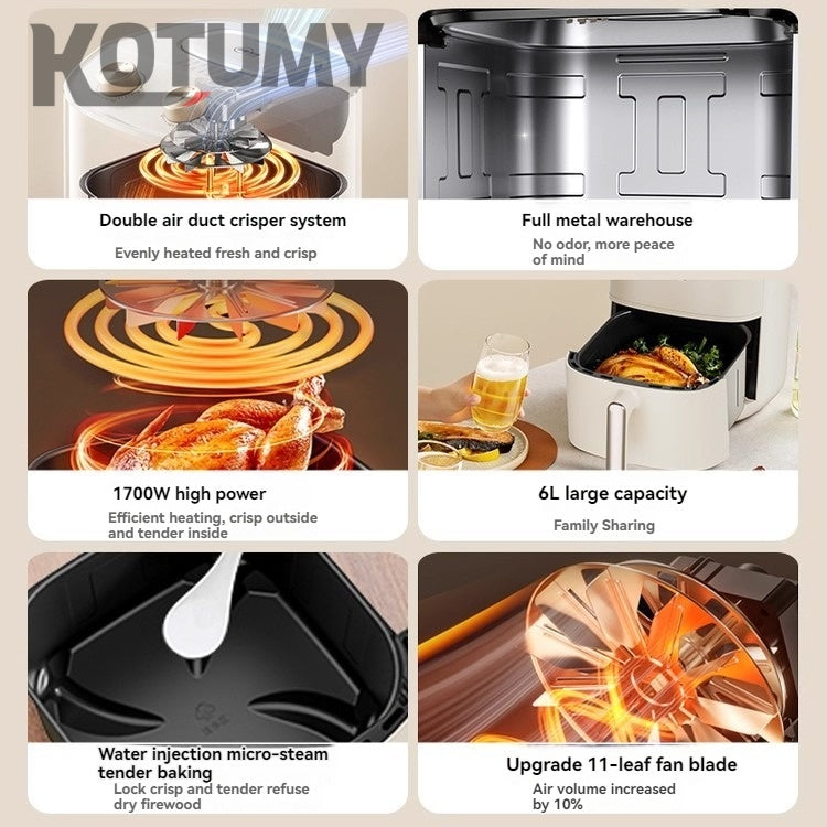 Air fryer household no-flip intelligent large capacity electric oven multi-function cooking machine