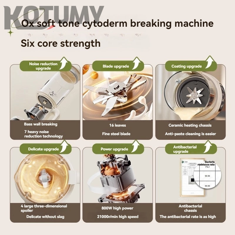 Household cooking soy milk machine juice extraction fully automatic cooking multi-function bass no residue