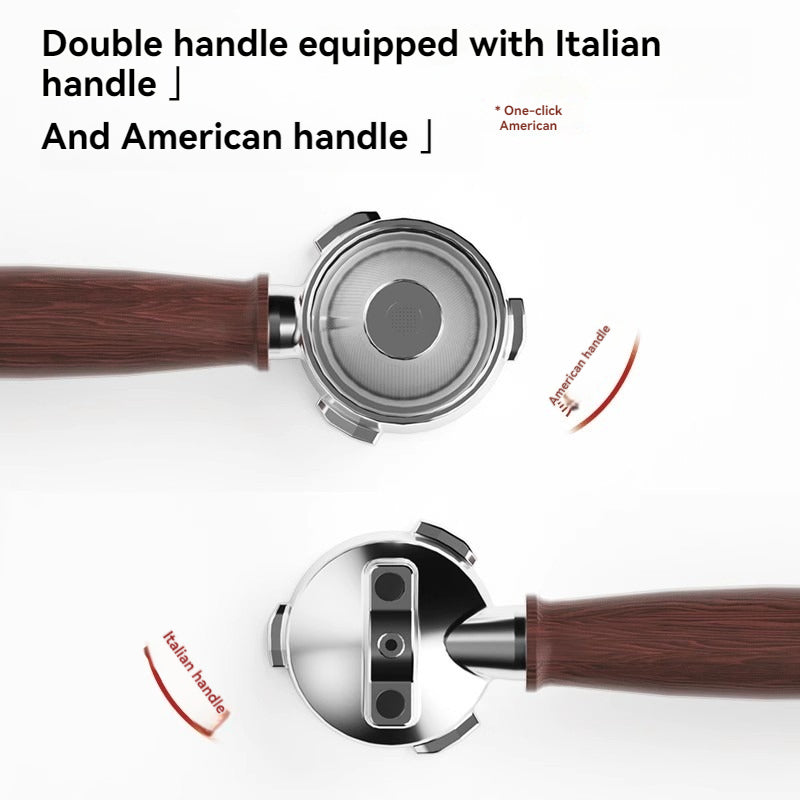 Small double extraction coffee machine for home use, fully semi-automatic, Italian-American style, double handle, concentrated extraction