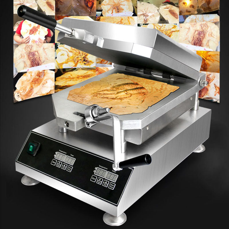 Commercial Fossil Cake Machine Seafood Pancake Machine Squid Thin Cake Pressing MachineOctopus Senbei Machine