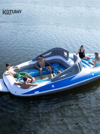 Floating beds for multiple people on water, floating platforms on the sea, inflatable foam boats for yachting