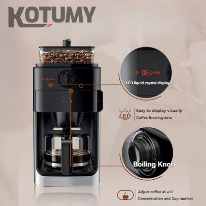 Small household coffee machine fully automatic grinding machine American drip coffee machine commercial