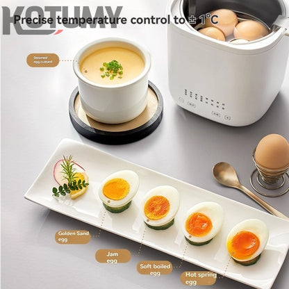 Small egg cooker for home use with automatic power off at irregular intervals