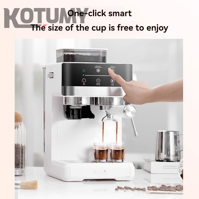 small household coffee machine with integrated grinder and cold brew Italian style