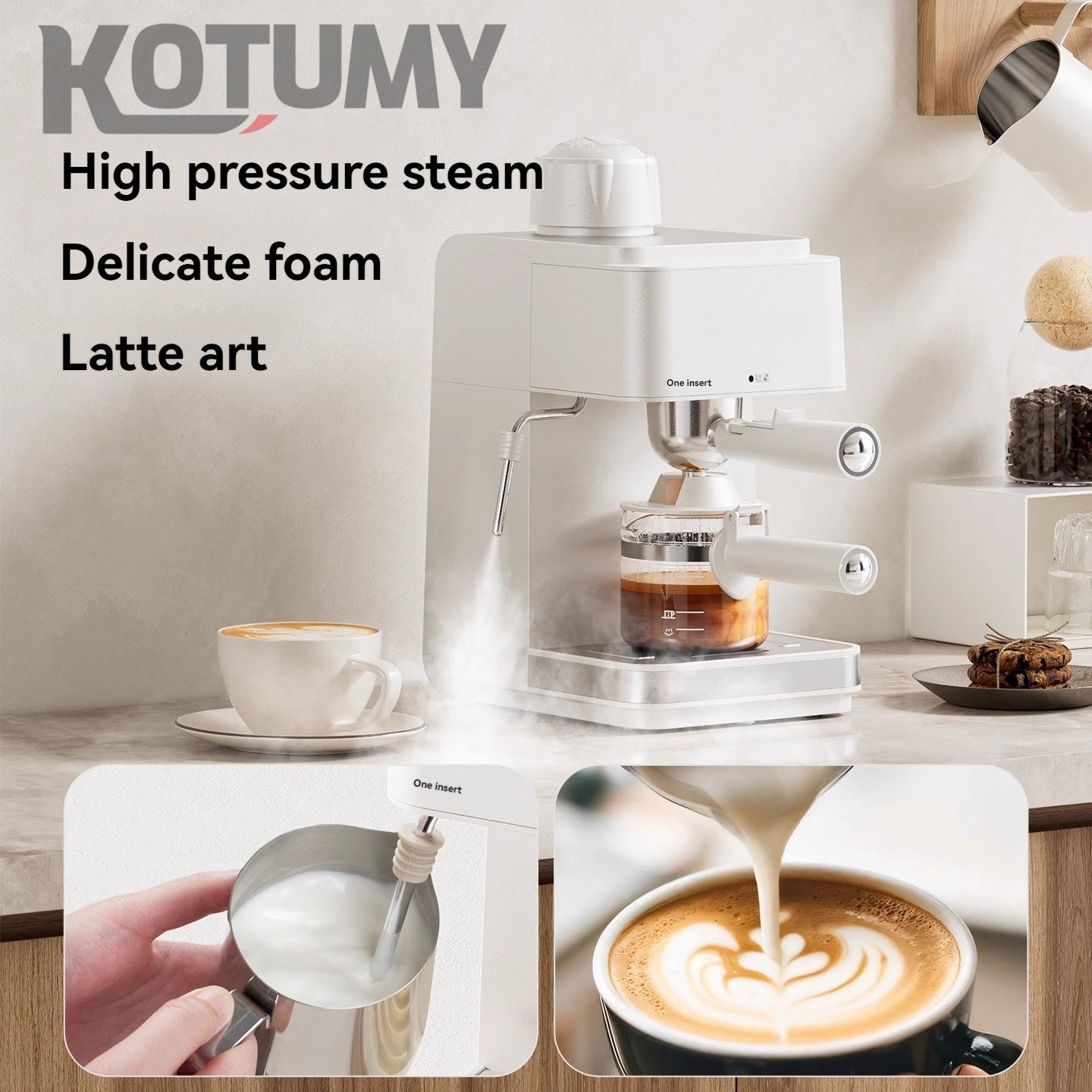 Small Italian semi-automatic American coffee machine for home use