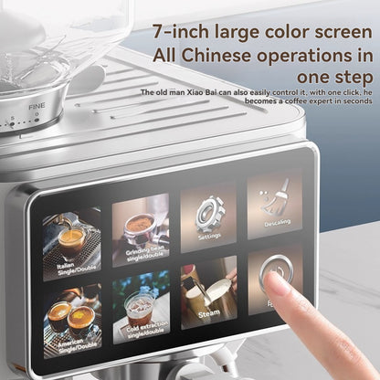 Grinding and hot/cold dual extraction semi-automatic Italian American style household and commercial milk foam small coffee machine