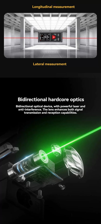 Bidirectional laser distance meter, electronic ruler, high-precision measuring instrument, infrared backside magnetic suction, green light