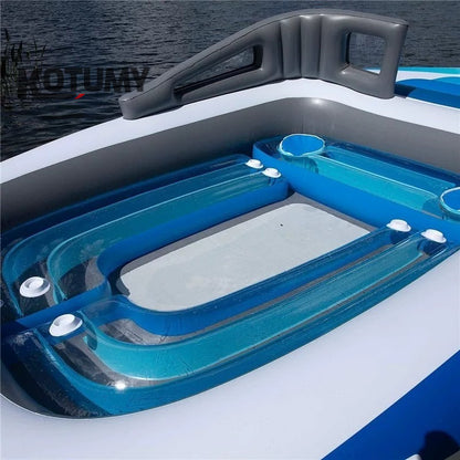 Floating beds for multiple people on water, floating platforms on the sea, inflatable foam boats for yachting