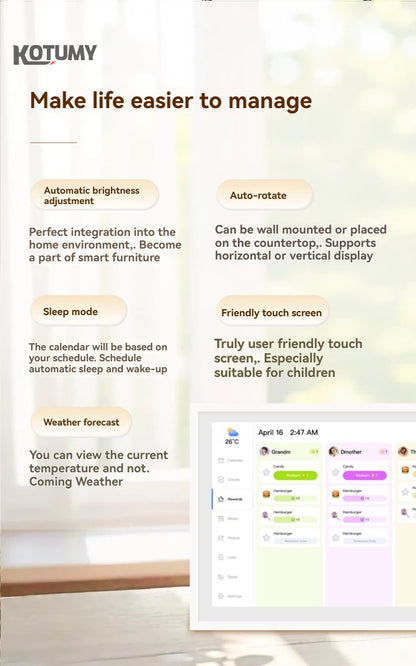 Smart Home Calendar - Children's Multi-functional Task Check-in Machine for Self-discipline Habit Formation
