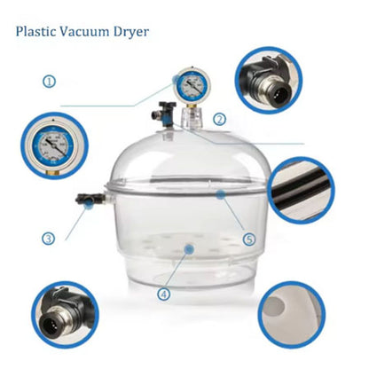 New 150MM Polycarbonate Plastic Vacuum Dryer Laboratory Dryer Transparent Vacuum Drying Kettle Double Valve With Pressure Gauge