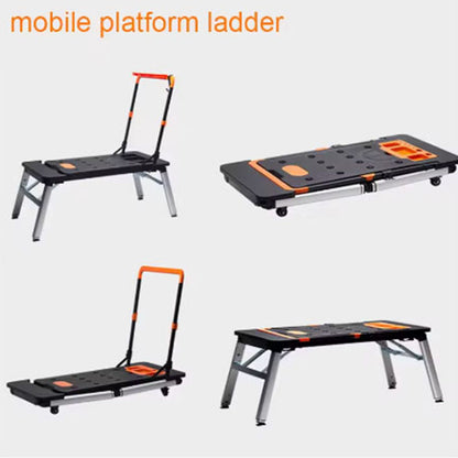 Multifunctional Stainless Steel Workbench Horse Stool Diy Console Trolley Scaffolding Mobile Platform Ladder