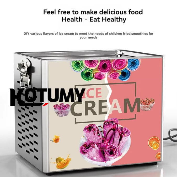 Commercial 110-220V desktop fried ice cream rolling machine, electric yogurt fruit smoothie with core motor, chocolate water recipe