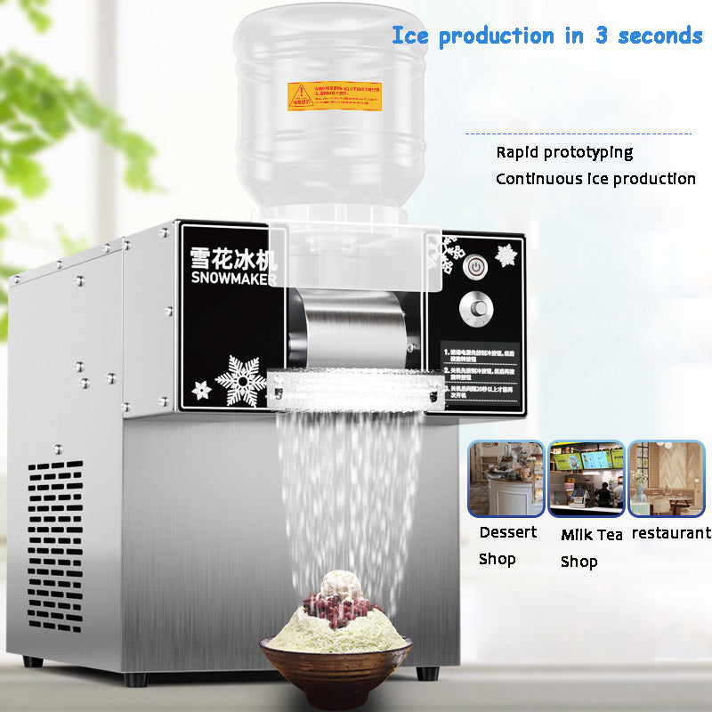 Korean Snowflake Ice Machine Small Snow Continuous Cooled Milk Mango Bingsu Shaver Smoothie Crusher 60KG/24h