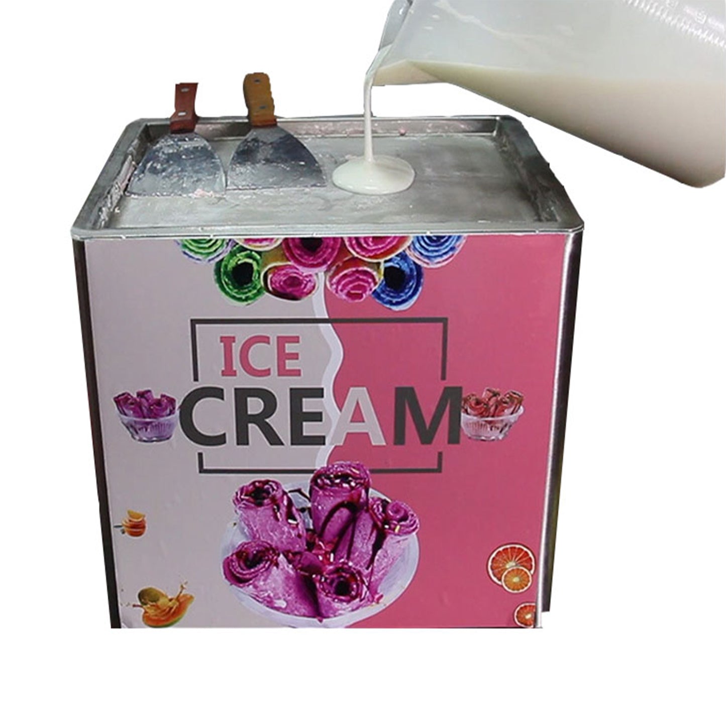 Mini Small Fried Ice Machine Fried Yogurt Ice Cream Rolled Machine with 2pcs Fried Ice Shovel