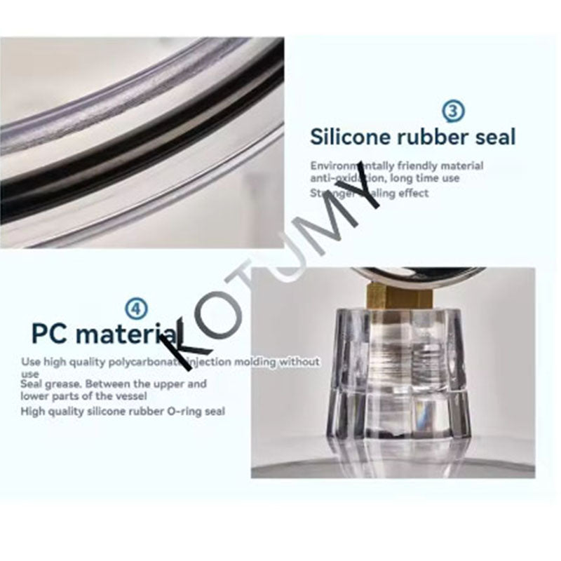 New 150MM Polycarbonate Plastic Vacuum Dryer Laboratory Dryer Transparent Vacuum Drying Kettle Double Valve With Pressure Gauge