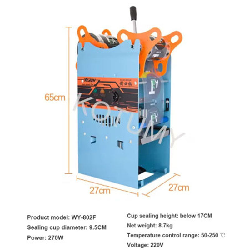 Manual  Semi Automatic Plastic or Paper Bubble Tea Cup Sealer 220V Hand Held Cup Sealing Machine