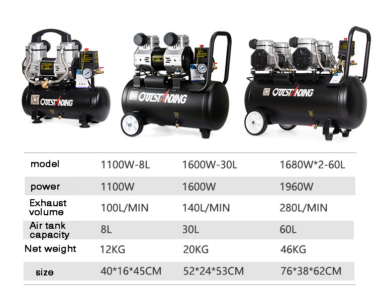 Small Air Compressor Oil-free Silent Air Pump High Pressure Industrial Air Compressor Portable Woodworking Air Pump