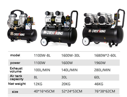 Small Air Compressor Oil-free Silent Air Pump High Pressure Industrial Air Compressor Portable Woodworking Air Pump