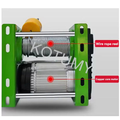 220V Electric Winch 200-400KG Electric Hoist 30M Steel Wire Rope Windlass Winding Engine Elevator Household Building Crane