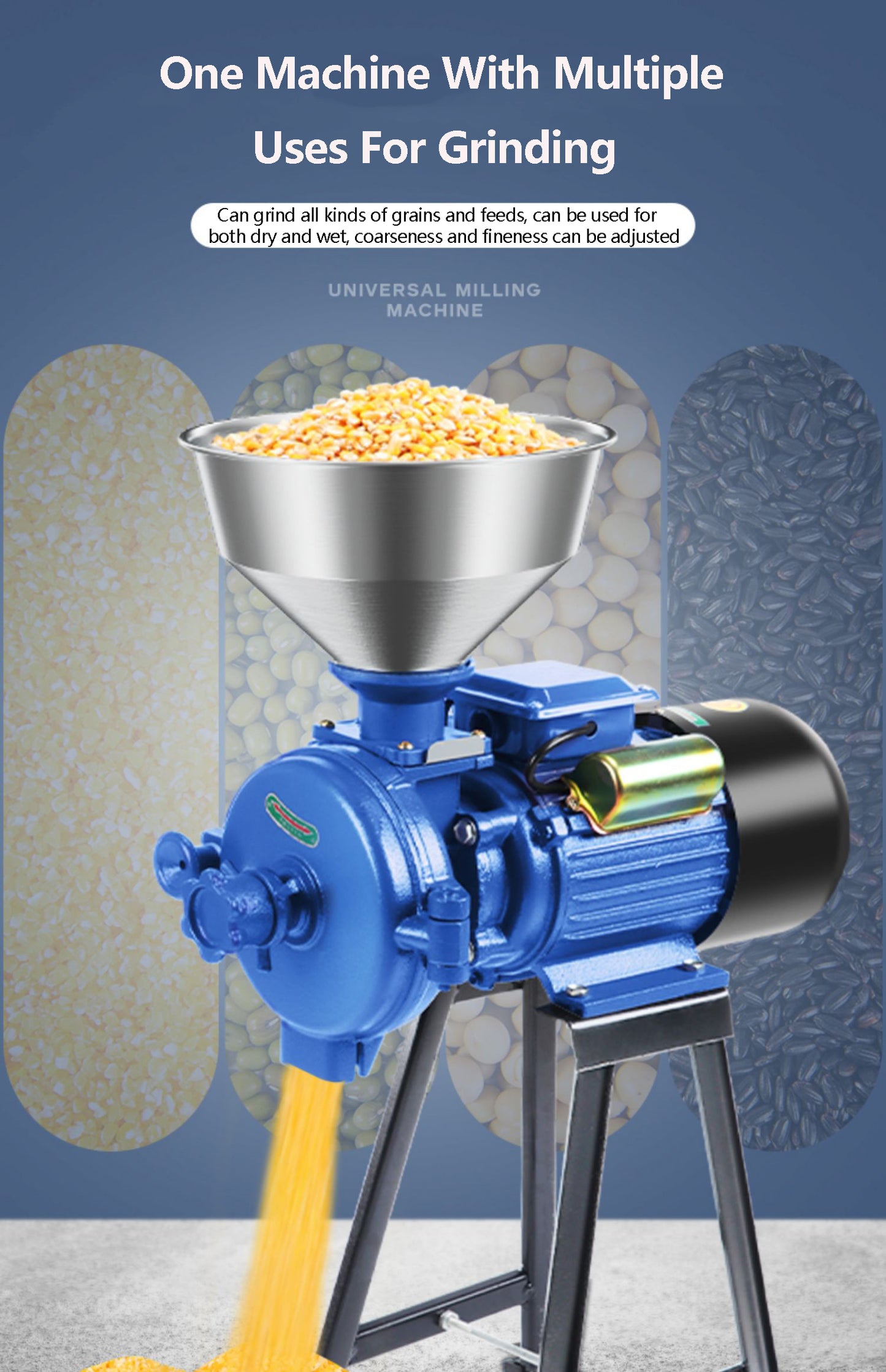 Grinder Machine Dry Electric Feed and Flour Mill Cereals Grinder Rice Corn Grain Coffee Wheat Grain Mill