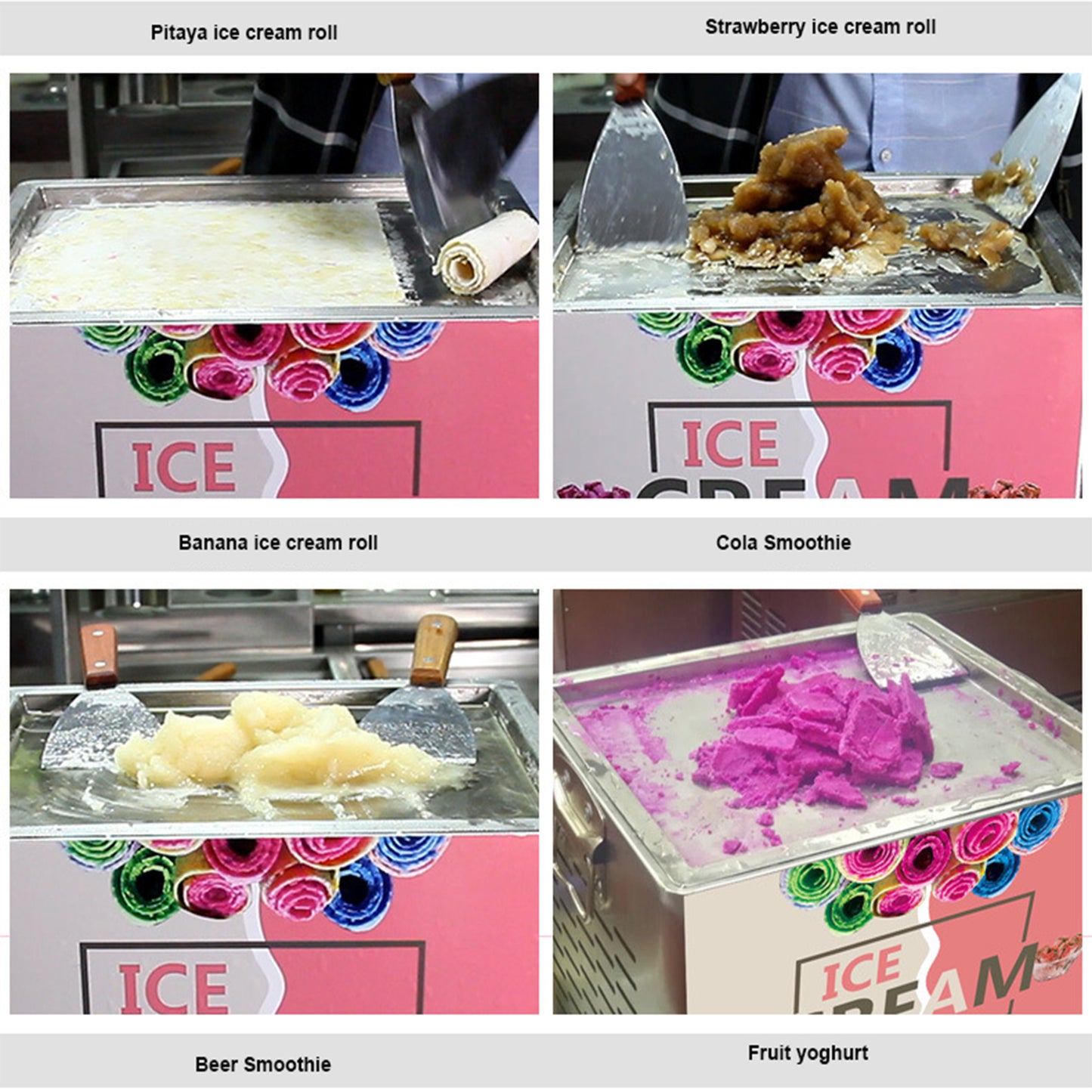 Mini Small Fried Ice Machine Fried Yogurt Ice Cream Rolled Machine with 2pcs Fried Ice Shovel