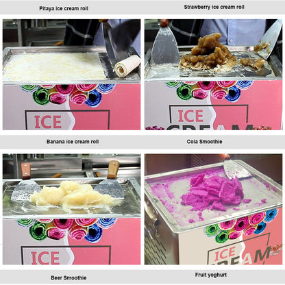 Mini Small Fried Ice Machine Fried Yogurt Ice Cream Rolled Machine with 2pcs Fried Ice Shovel