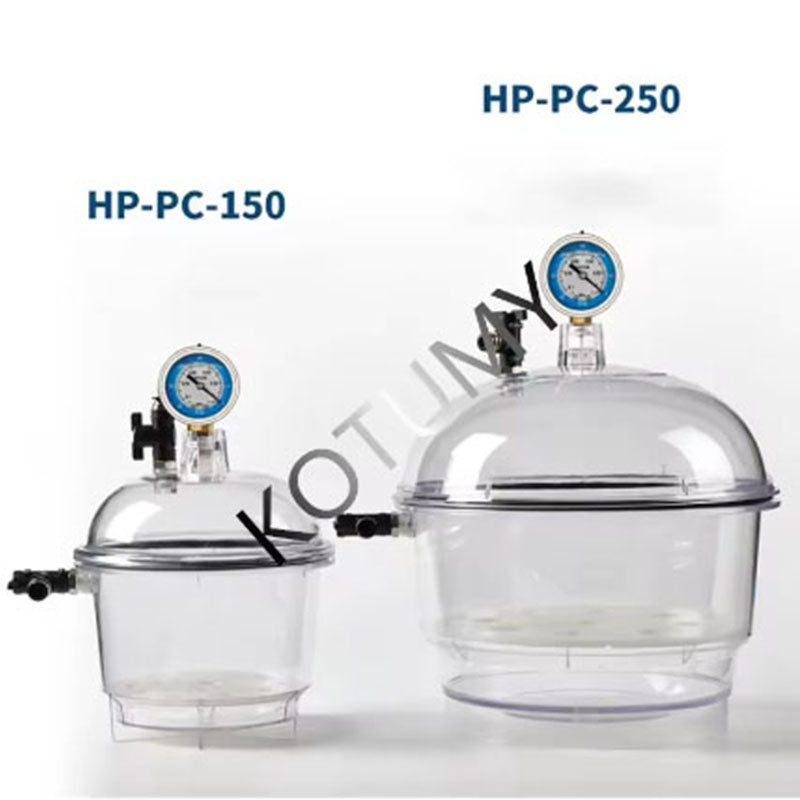 New 150MM Polycarbonate Plastic Vacuum Dryer Laboratory Dryer Transparent Vacuum Drying Kettle Double Valve With Pressure Gauge
