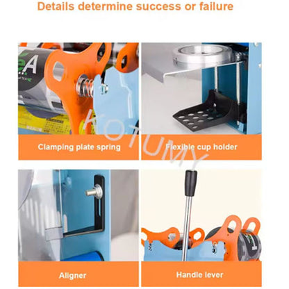 Manual  Semi Automatic Plastic or Paper Bubble Tea Cup Sealer 220V Hand Held Cup Sealing Machine
