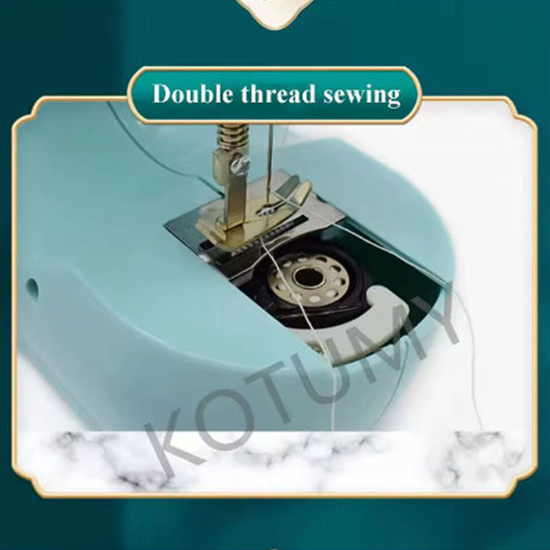 Mini Electric Sewing Machine Double Speed Adjustment With Light Household Portable Stitch Sew Needlework Handheld Sewing Machine