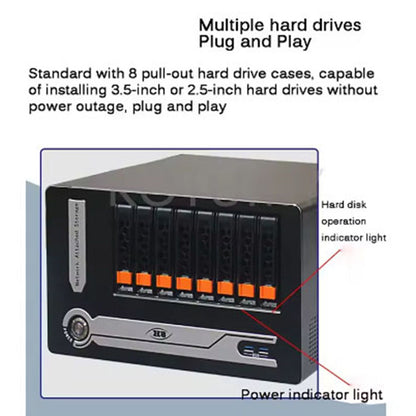Home Storage Hot Plug Chassis 6bays Nas Server Case Nas-8 Sata Backplane Support Mini-itx Motherboard Black