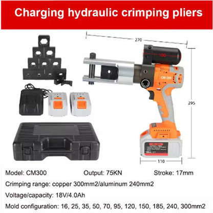 Rechargeable Copper Aluminum Terminal Crimping Plier Electric Cable Plier CM-300 Electric Hydraulic Pliers 18v Electrician Plier