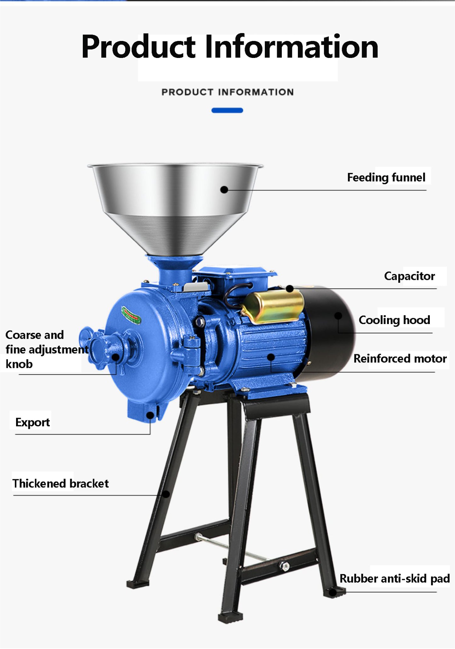 Grinder Machine Dry Electric Feed and Flour Mill Cereals Grinder Rice Corn Grain Coffee Wheat Grain Mill