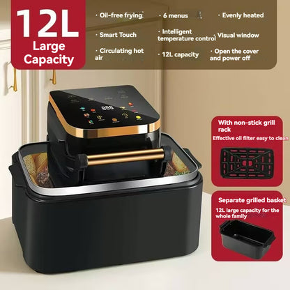 Air electric fryer, household microwave oven, new visual multifunctional intelligent oven all-in-one machine