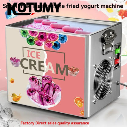 Commercial 110-220V desktop fried ice cream rolling machine, electric yogurt fruit smoothie with core motor, chocolate water recipe