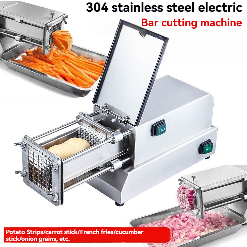 Commercial automatic french fries, potatoes, radishes, and sweet potatoes slicer for cutting long strips