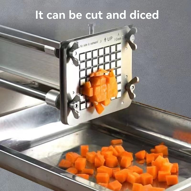 Commercial automatic french fries, potatoes, radishes, and sweet potatoes slicer for cutting long strips