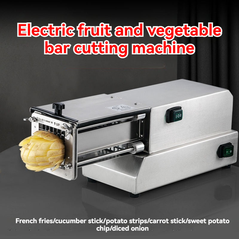Commercial automatic french fries, potatoes, radishes, and sweet potatoes slicer for cutting long strips
