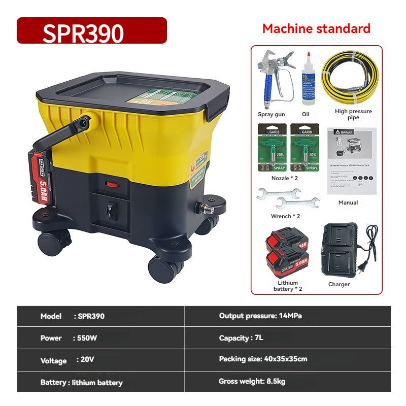 Lithium ion Wheel Spray Machine for Home Decoration Latex Paint Wood Paint Non Pneumatic Tank Spray Paint Machine