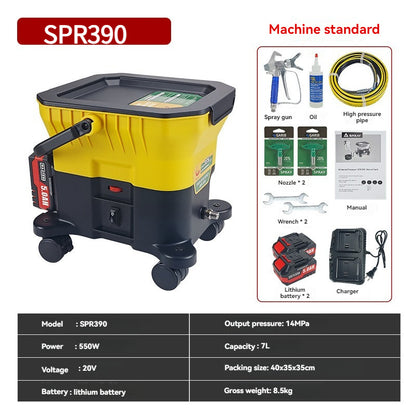 Lithium ion Wheel Spray Machine for Home Decoration Latex Paint Wood Paint Non Pneumatic Tank Spray Paint Machine