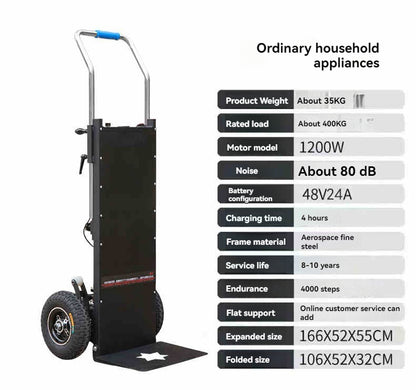 400KG Flat Truck Electric Stair Climber Cart Stair Climbing Machine Up And Down Stairs Truck Heavy Moving Tool