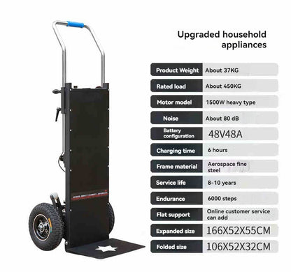 400KG Flat Truck Electric Stair Climber Cart Stair Climbing Machine Up And Down Stairs Truck Heavy Moving Tool