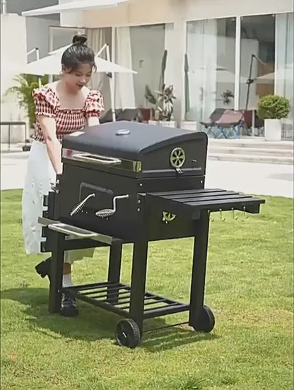 BBQ Grill Portable Easy To Install Oil Drum Stove Bbq Courtyard Large Square Grill Heating Stove