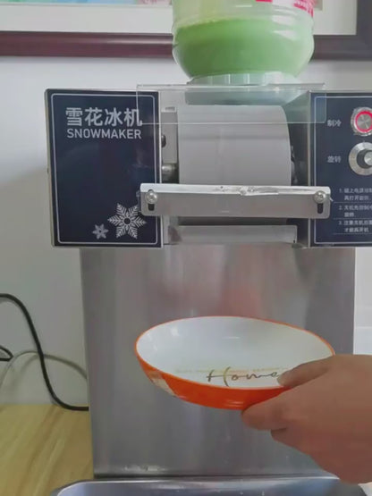 Korean Snowflake Ice Machine Small Snow Continuous Cooled Milk Mango Bingsu Shaver Smoothie Crusher 60KG/24h