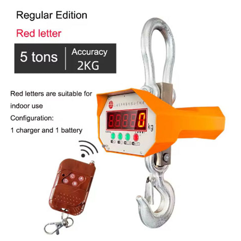 5000KG Portable Electronic Digital Crane Scale Weight Stainless Steel Heavy Duty Hanging Hook Scales LED display