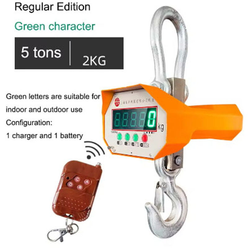 5000KG Portable Electronic Digital Crane Scale Weight Stainless Steel Heavy Duty Hanging Hook Scales LED display